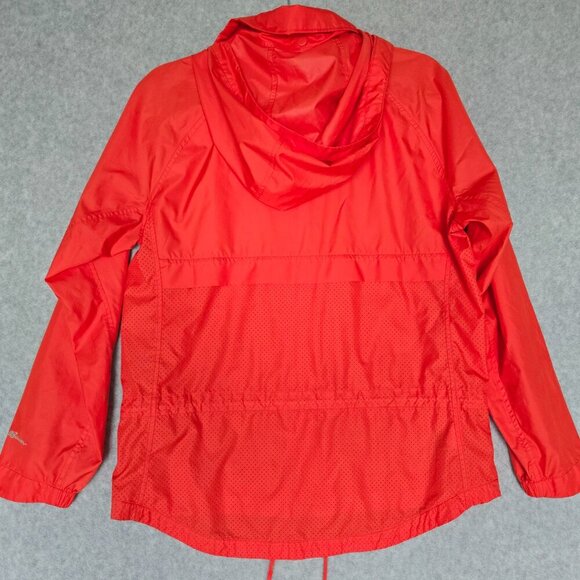 Eddie Bauer Women Size M Lightweight Outdoors Orange Full Zip Hooded Rain Jacket - Picture 7 of 10